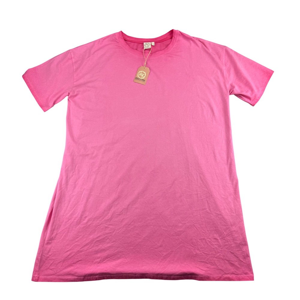 Grace & Emma Pink T-Shirt Dress 100% Cotton Short Sleeve Plus Size XXL NWT